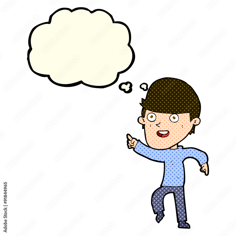 cartoon happy man with thought bubble cartoon happy man with thought bubble