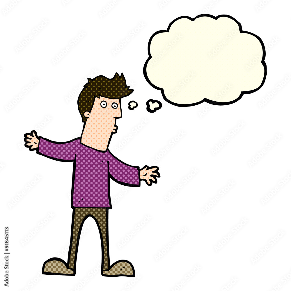 cartoon curious man with thought bubble cartoon curious man with thought bubble