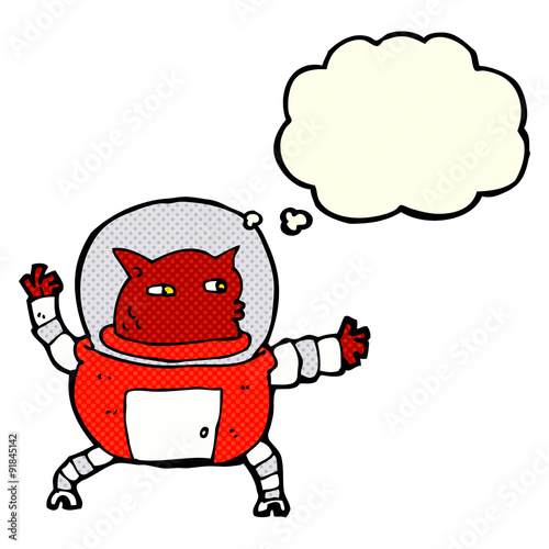 cartoon alien with thought bubble
