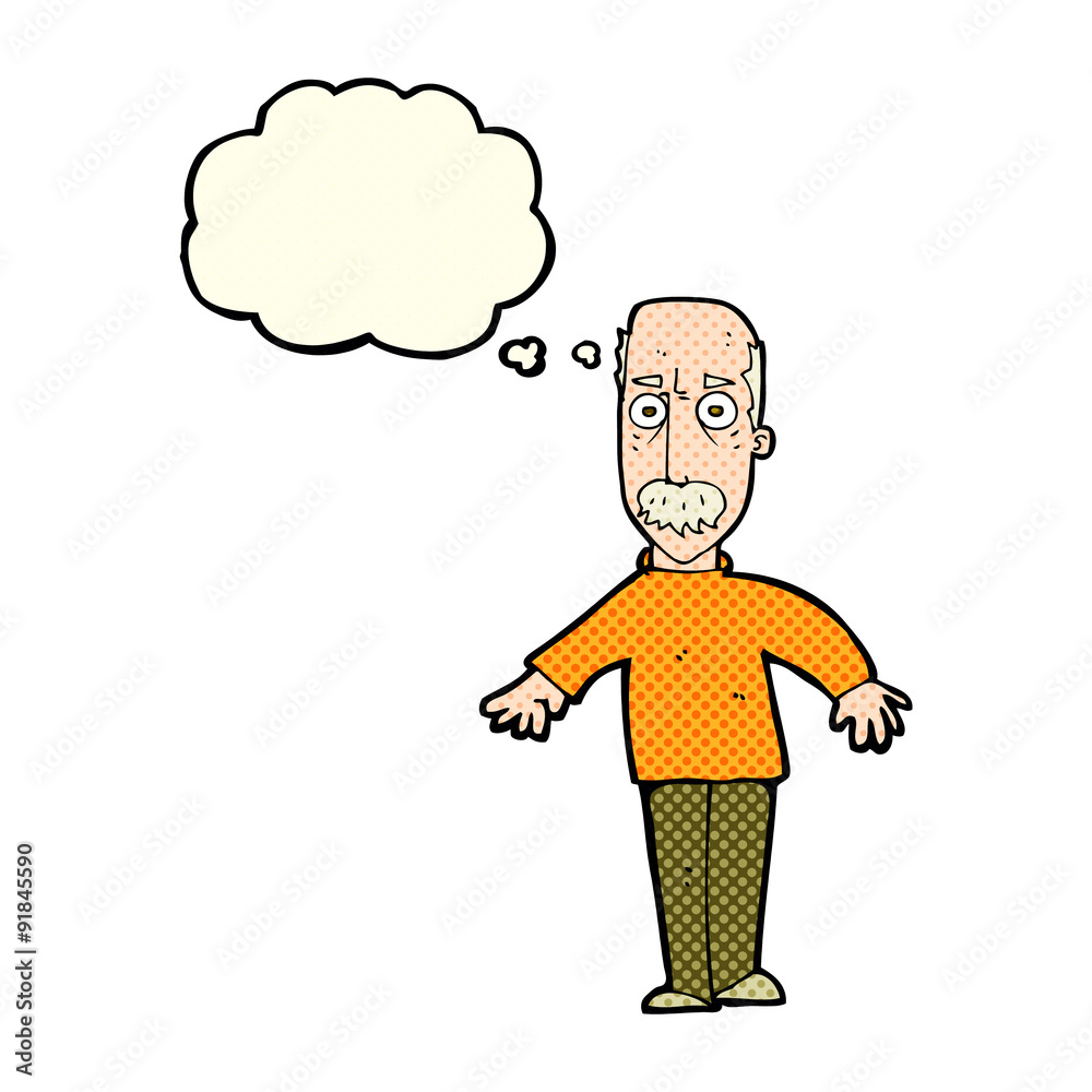 cartoon annoyed old man with thought bubble cartoon annoyed old man with thought bubble