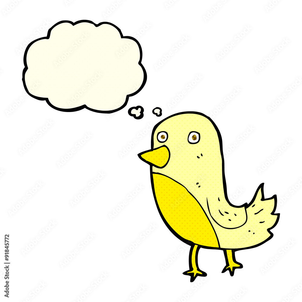 cartoon yellow bird with thought bubble Stock Vector | Adobe Stock