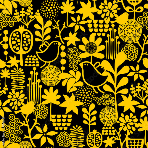 Seamless pattern with sweet birds.