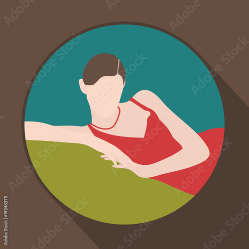 Portrait of young woman without face.