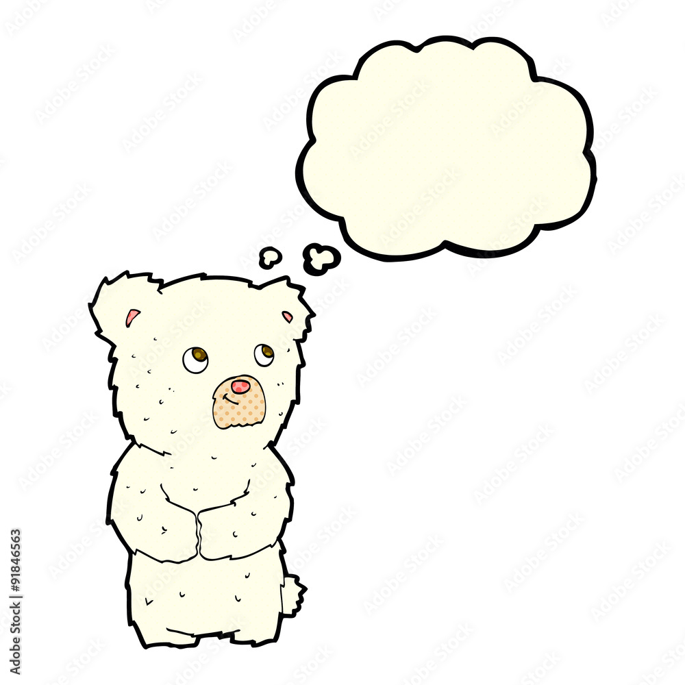 cartoon polar bear cub with thought bubble cartoon polar bear cub with thought bubble