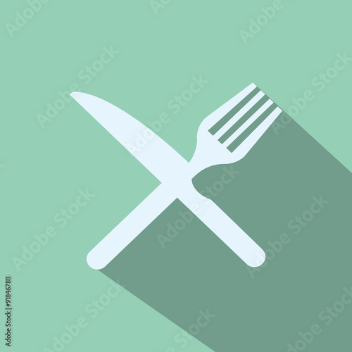 Fork and knife icons long shadow