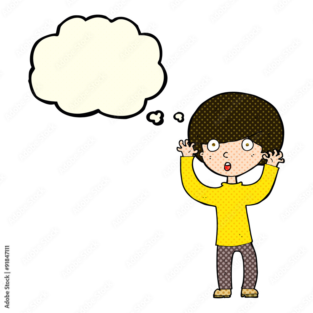 cartoon startled boy with thought bubble cartoon startled boy with thought bubble