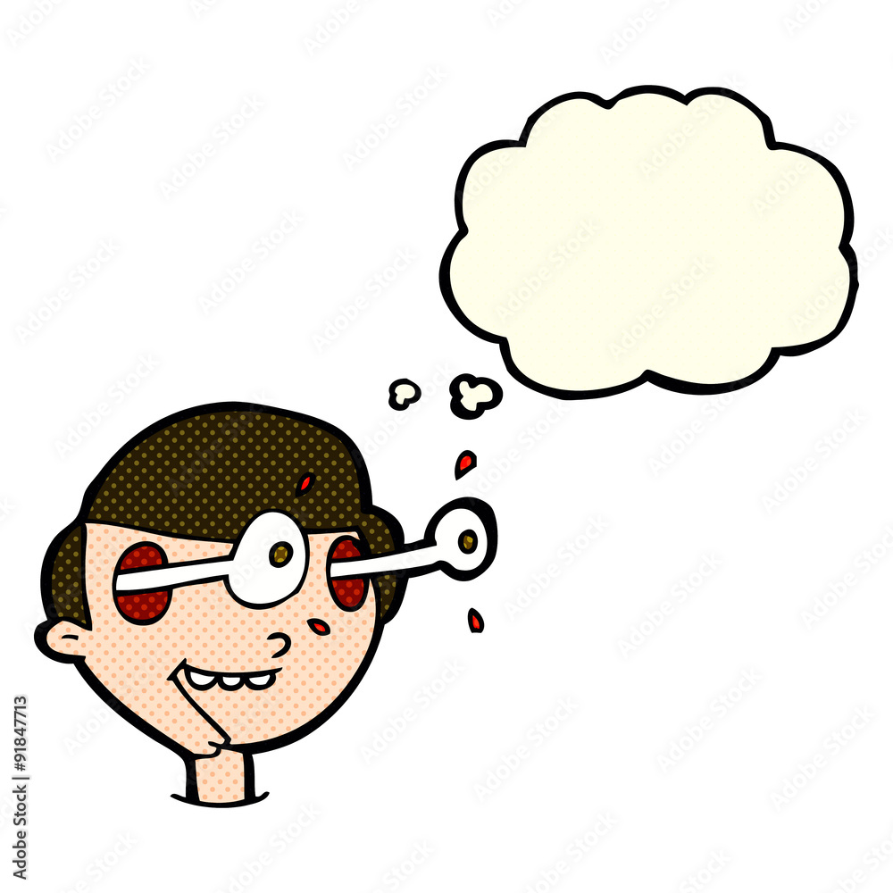 cartoon excited boy's face with thought bubble cartoon excited boy's face with thought bubble