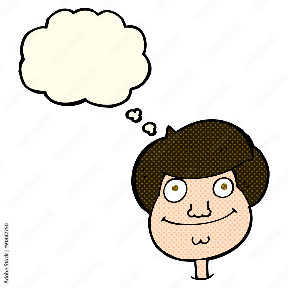 cartoon happy boy's face with thought bubble cartoon happy boy's face with thought bubble