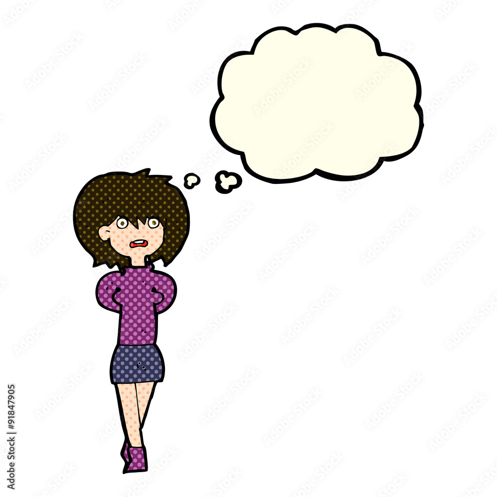 cartoon shocked woman with thought bubble cartoon shocked woman with thought bubble