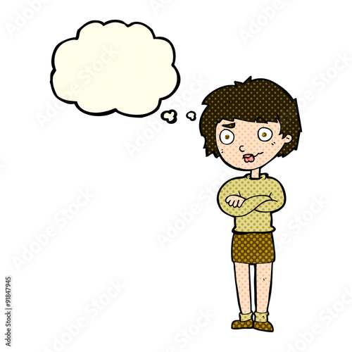 cartoon annoyed woman with thought bubble