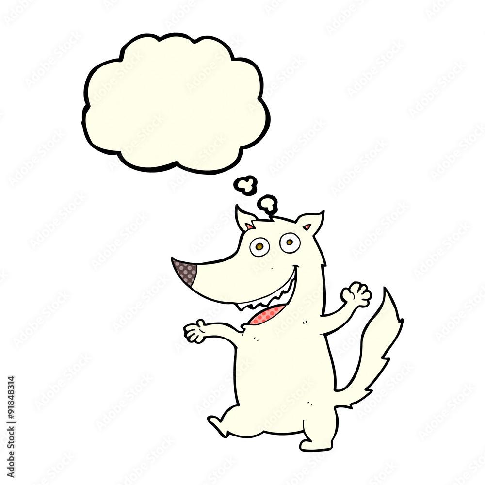 cartoon happy wolf with thought bubble cartoon happy wolf with thought bubble