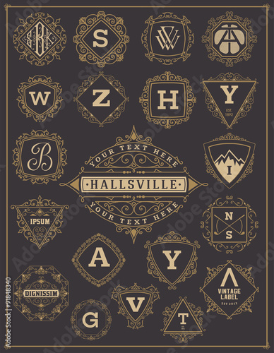 Vector. Set of monograms and logos.