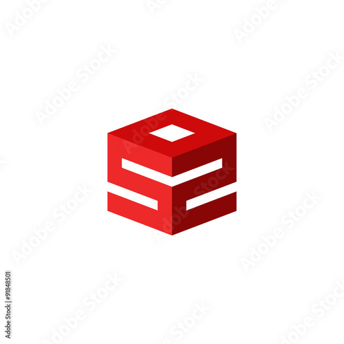 Emergency logo, sos icon, international rescue sign, abstract 3d cube geometric shape