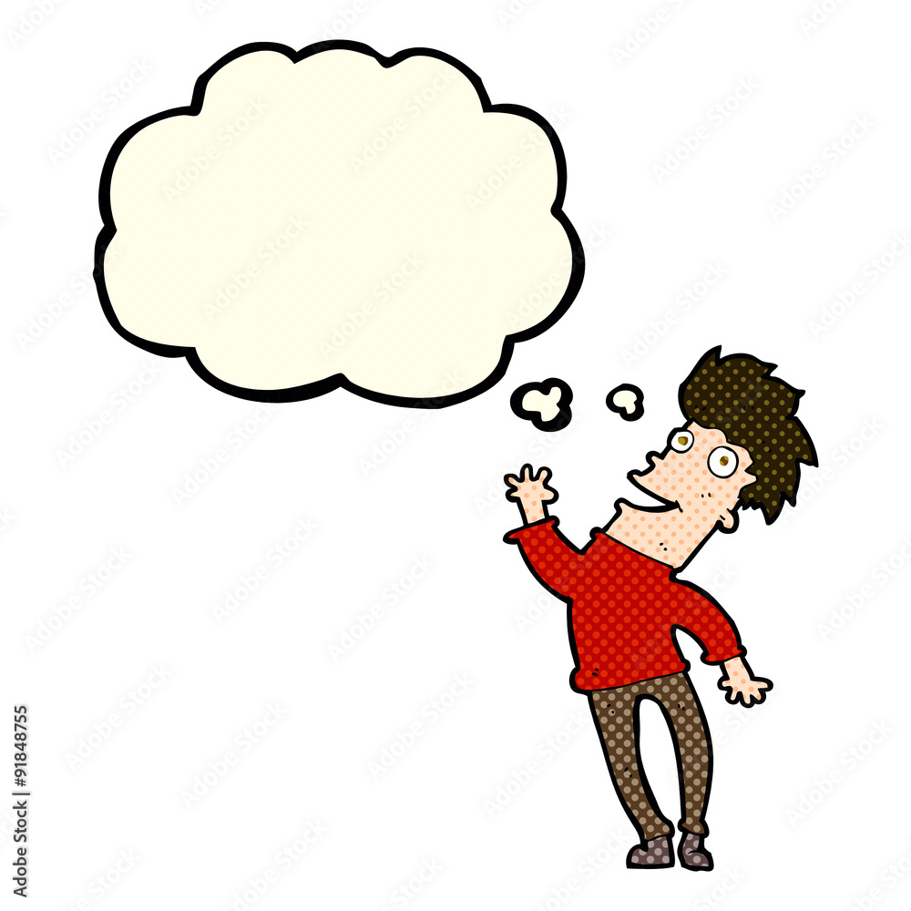 cartoon happy man with thought bubble cartoon happy man with thought bubble