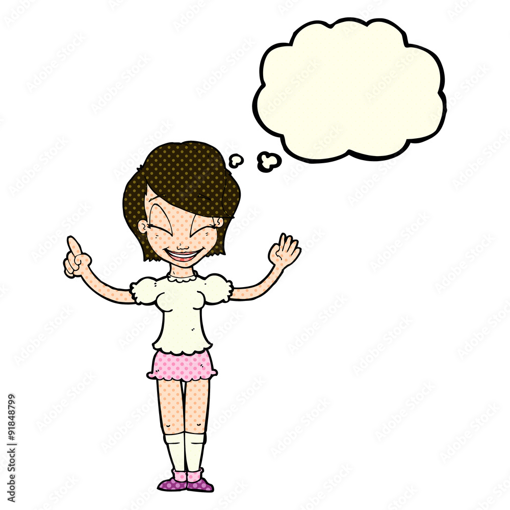 cartoon pretty girl with idea with thought bubble cartoon pretty girl with idea with thought bubble