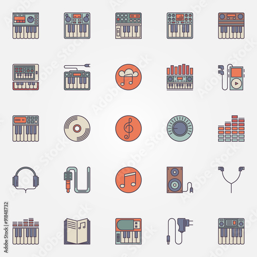 Colorful synthesizer icons photo