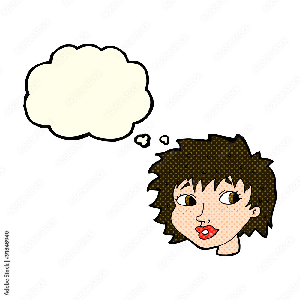 cartoon surprised woman with thought bubble cartoon surprised woman with thought bubble