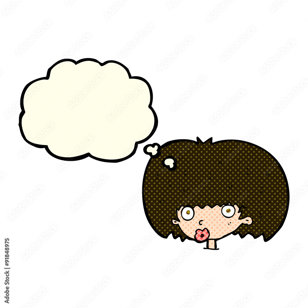 cartoon surprised woman with thought bubble cartoon surprised woman with thought bubble