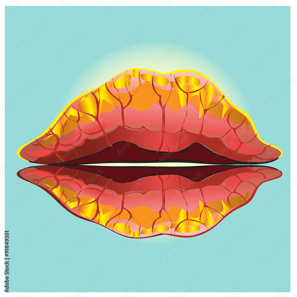 The female lips similar to the autumn wood reflected in water. The female lips similar to the autumn wood reflected in water.