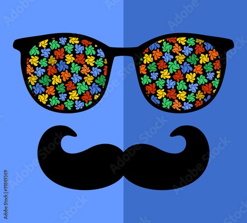 Retro sunglasses with reflection for hipster.