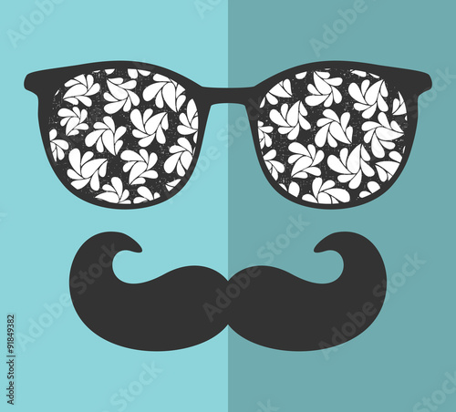 Retro sunglasses with reflection for hipster.