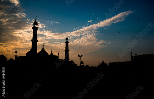 Mosque silhouette at Bara Imambara, Lucknow, India  photo