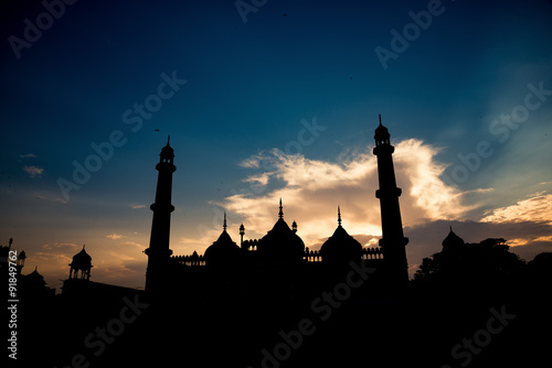Mosque silhouette at Bara Imambara  Lucknow  India 