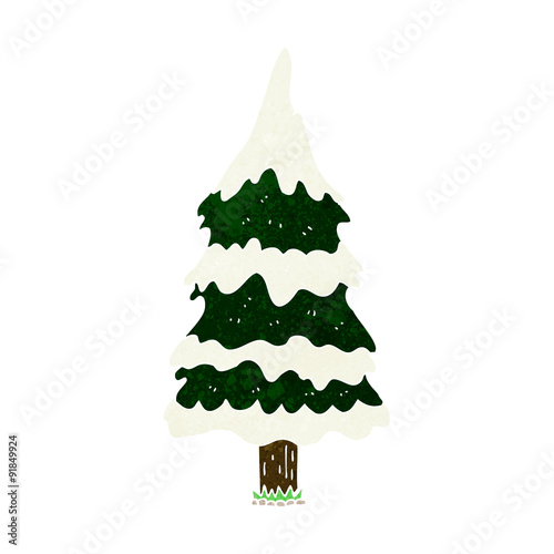 cartoon snowy tree