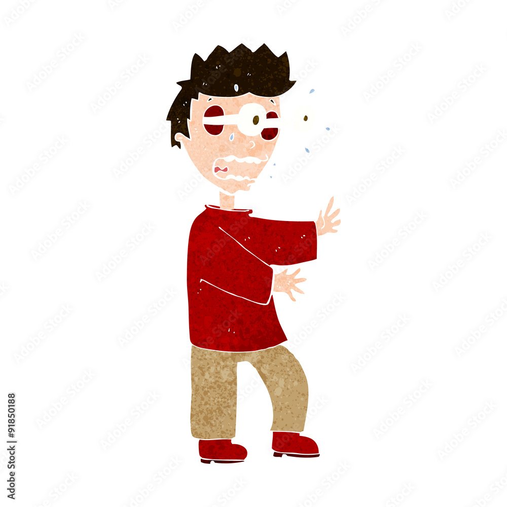 Fototapeta premium cartoon terrified boy