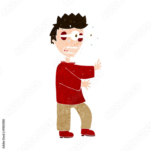 cartoon terrified boy