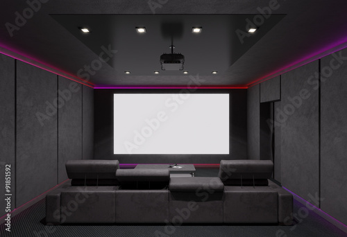 Foto Home Theater Interior. 3d illustration.