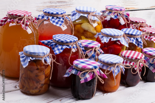  Beautiful jars of preserves. © margostock