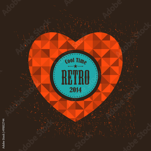 Retro heart with round banner for your message.