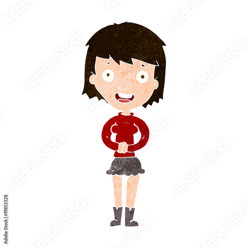 cartoon excited woman