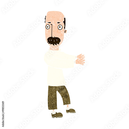 cartoon balding man explaining
