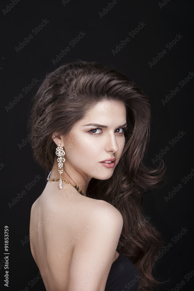 portrait of a beautiful brunette girl with luxury accessories portrait of a beautiful brunette girl with luxury accessories
