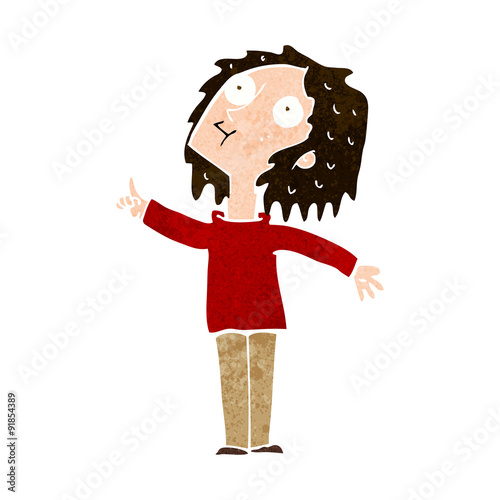 cartoon curious woman