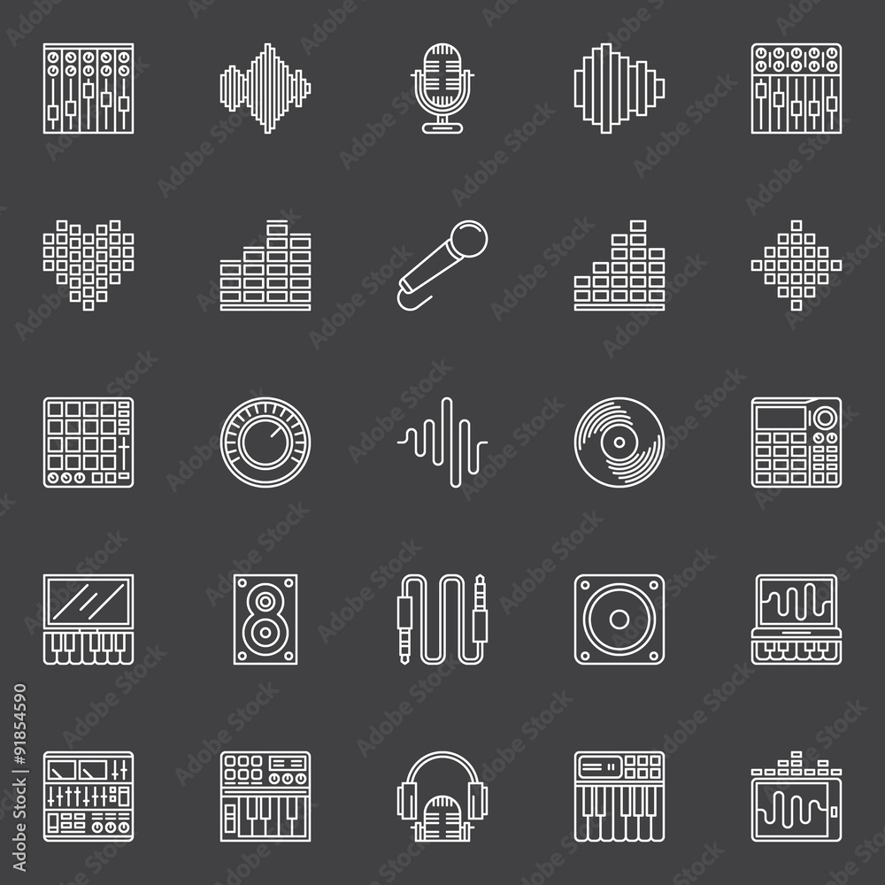 Musical studio linear icons
