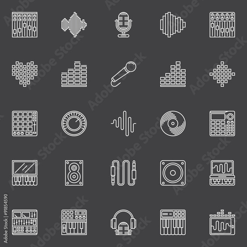 Musical studio linear icons