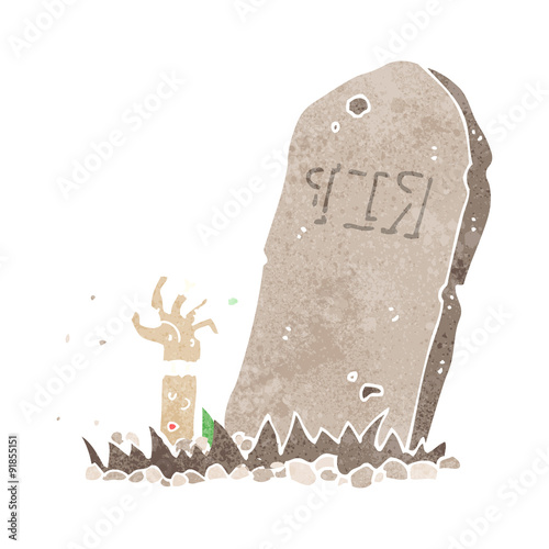 cartoon zombie rising from grave