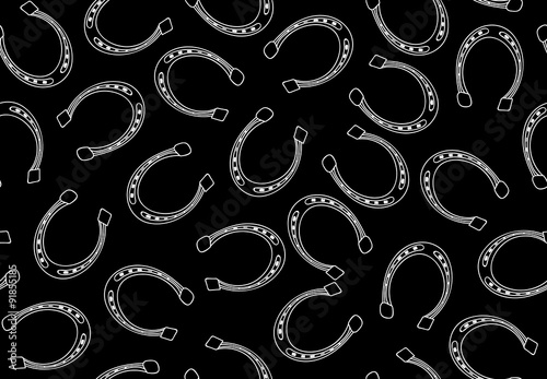 Abstract vector seamless pattern with silver horseshoes. Decorative endless texture