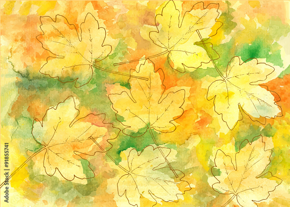Hand drawn autumn leaves