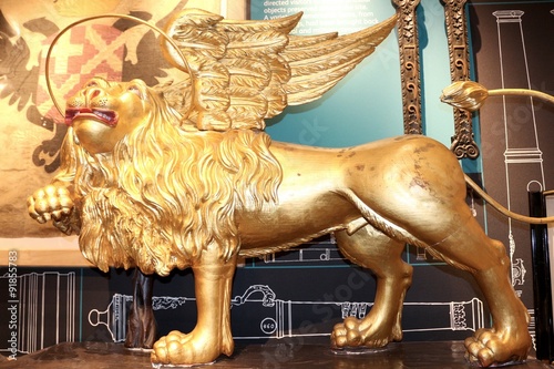 Statue of Winged Gold Lion at the Tower of London
