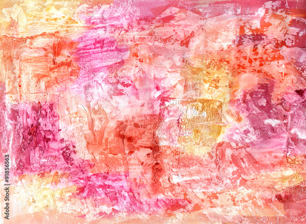 Abstract mixed media (acrylic and watercolor) vibrant background texture