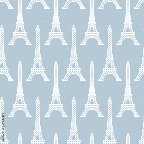 Eiffel Tower seamless pattern. French vector background. Vintage