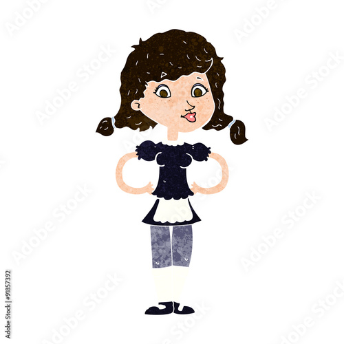 cartoon happy waitress woman