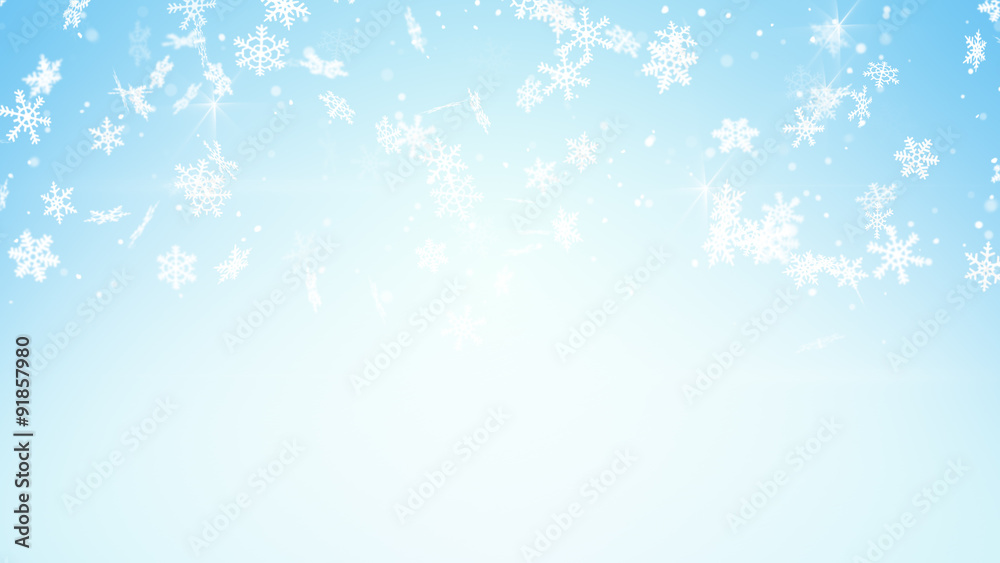 snowfall on light blue background