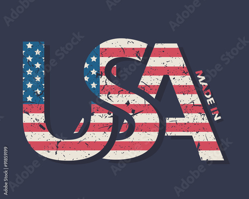 Made in the USA typography design, t-shirt graphics. 