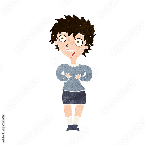 cartoon excited woman