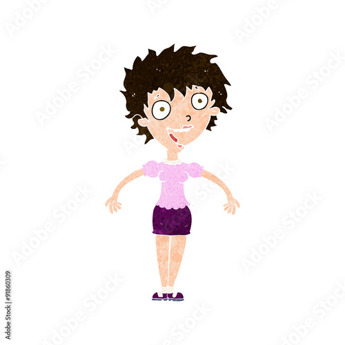 cartoon excited woman
